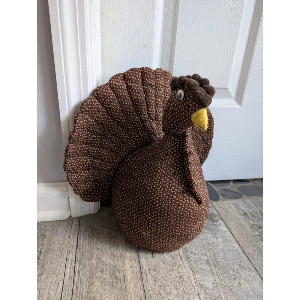 Vtg Handmade Quilted Judgy Chicken Bird Hen Turkey Weighted Doorstop Cottagecore